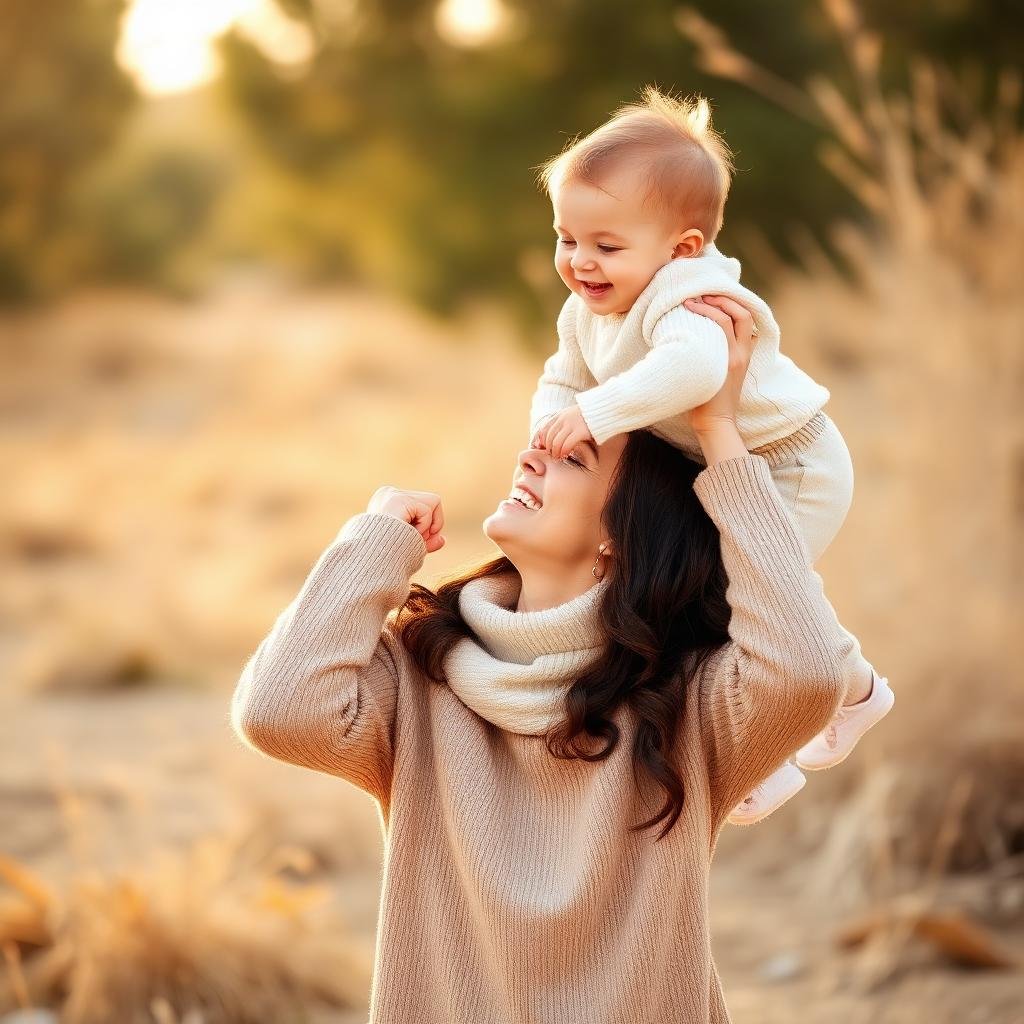 Mãe e bebê felizes em momento de afeto